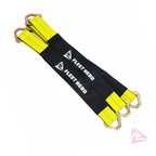 Two black and neon yellow Fleet Nerd anchor straps with brass D-rings, displayed on a clean white background.