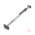 Metal ice scraper with a long handle on a white background