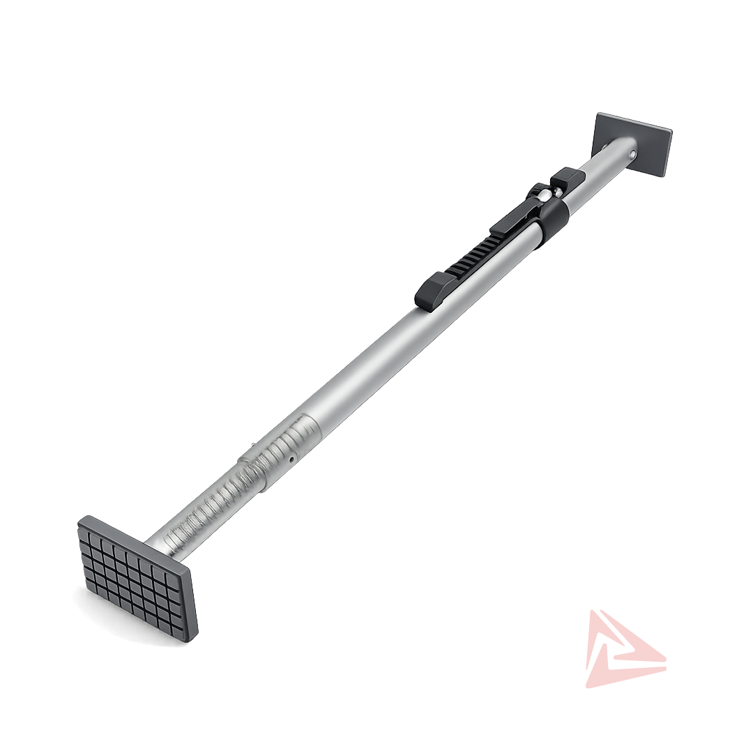 Metal ice scraper with a long handle on a white background