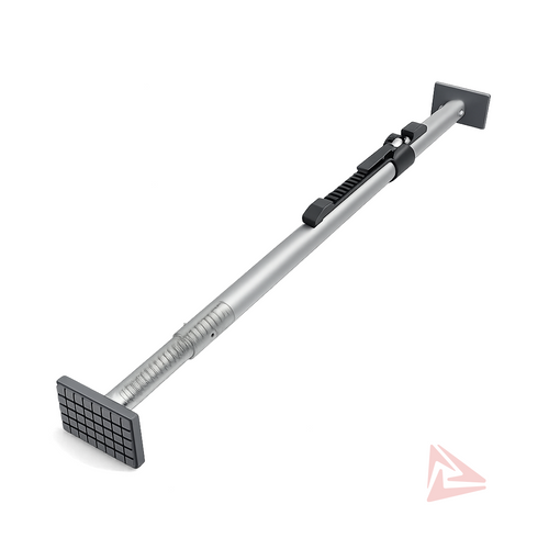 Metal ice scraper with a long handle on a white background