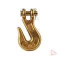 Gold clevis hook on a white background