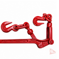 Red clevis link on a white background