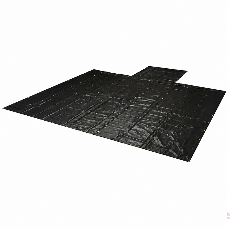 Black plastic sheet on a white background